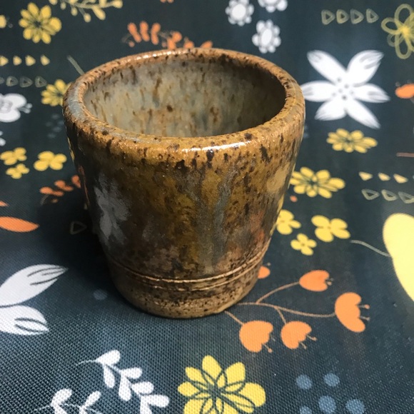 Dining Stoneware Potteryceramic Signed Midcentury Small Tea Cup Vase Heavy Brown Poshmark